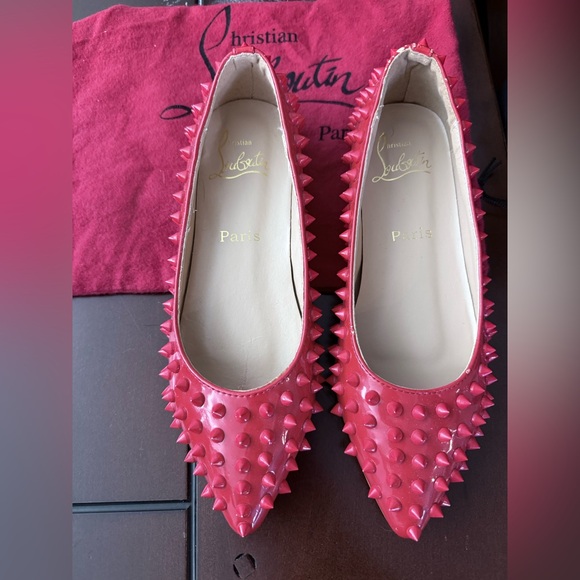 Christian Louboutin Red Studded flats - Picture 1 of 13